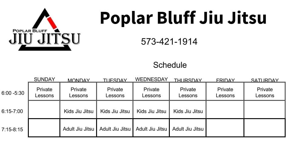 Poplar Bluff Jiu Jitsu Schedule